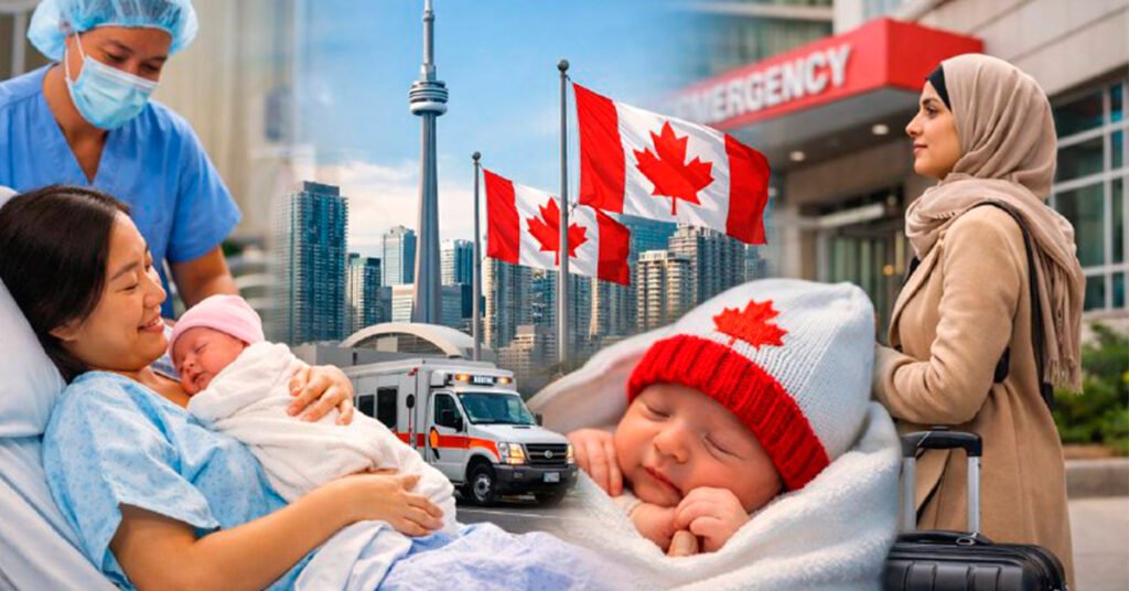 Символічне зображення немовляти в канадському контексті, що ілюструє явище бебі-туризму в Канаді (згенеровано ШІ).