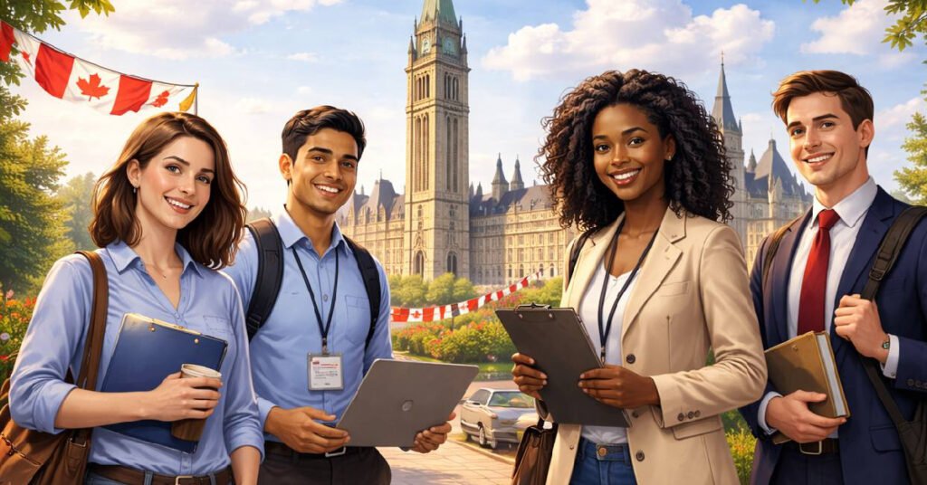 Молоді стажери Summer Leadership Program 2026 на фоні будівлі Парламенту Канади в Оттаві.