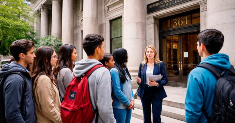 Молодь відвідує Superior Court of Justice під час екскурсія до суду у Торонто від COSTI.